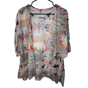 Gimmicks By BKE Boho Tribal Print Lightweight Sheer Layering Kimono